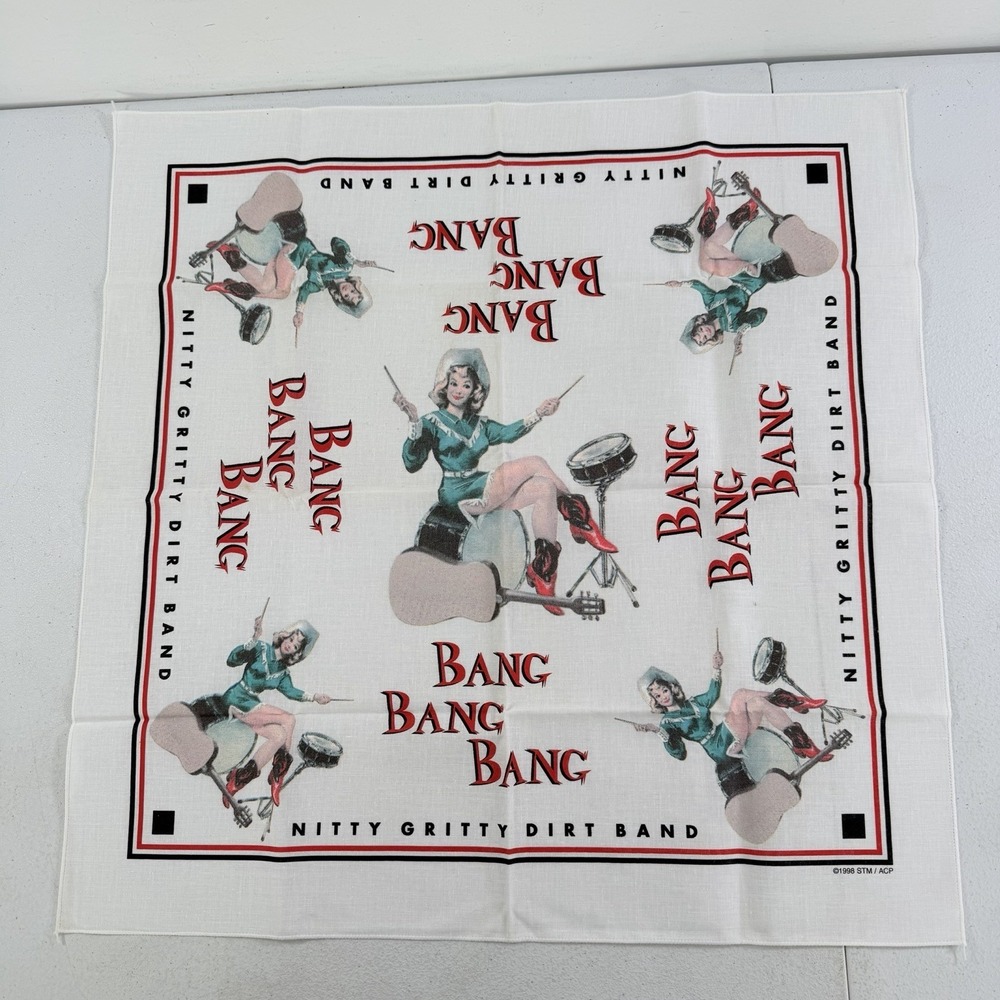 Vintage 1998 Nitty Gritty Dirt Band Bang Country Music Bandana Scarf 21" x 21"